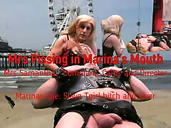 Mrs Samantha pissing in mujer teniendo doble penetrasion Marina&039;s mouth
