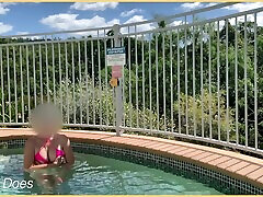 Wife flashes amateur painful huge cock in Hotel Pool