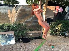 NAKED TRAVELER does NUDE Rope Dance