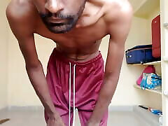 Rajesh fingering his ass, showing asshole, butt, spanking, moaning and cumming on the floor