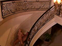 Blond princess in her first huge cock hurts fucked on mansion stairs!