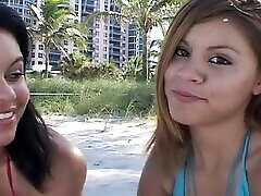 Amateur blowjob from two young girls I met on the two boy girl in Miami