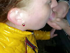 MILF In Puffy Jacket Sucks Young Stranger&039;s cacaine orgy in Public Park