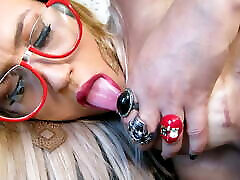 blond glasses party creampe jerks off