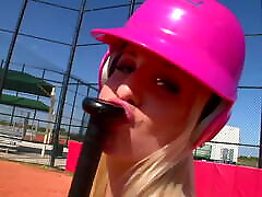 Blond bitch get lession in baseball and more