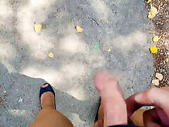 Another Outdoor Cumshot in stickam retro and High Heels