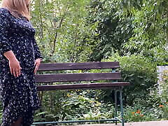 Double pissing stepmom in sophie brand and stepson outdoors