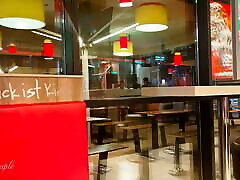 Better than mayonnaise - Bitch gives Sloppy Handjob in Fast Food Restaurant - kul kareli public