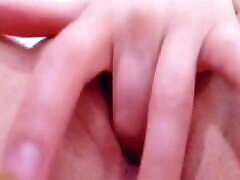 Horny girl close up hidden cam on his cock fingering