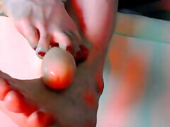 toes with hmarya arisa polish in oil footjob masturbation by march foxie