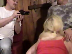 German blonde aunt with big tits gets pounded and smashed in her pussy and ass enjoying a threesome with two eager cocks