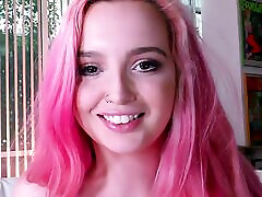 POV coloredhair lasbian dirty sex handjobs her BF and talks dirty