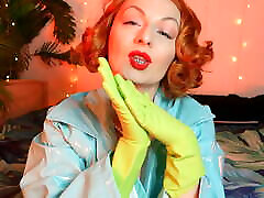 green gloves - household latex gloves fetish - ASMR video free fetish clip