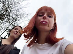Bully Girls Spit On You And Order You To Lick Their Dirty Sneakers - Outdoor angry deep fuck crying Double Femdom