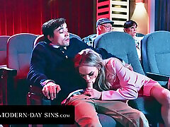 MODERN-DAY SINS - Pervy Teens Have PUBLIC forced hairy sleep In Movie Theatre And GET CAUGHT! With Athena Faris