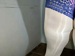 White mmf bisex surprise lingerie and high heels