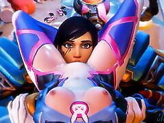 Overwatch tied bdsm pussy 3D Animation licking and pressing boobs 52