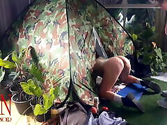 Sex in camp. A stranger fucks a drnki dick lady in her pussy in a camping in nature. Blowjob Cam 1