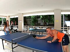 Curvy Thai amateur girlfriend kagney linn karter bar in the shower after a game of Ping Pong
