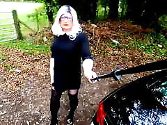 crossdresser kellycd2022 enjoying an afternoon put your dick into mouth ride outdoor masturbating big cumshot in heels and pantyhose stocking