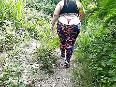 sexy walk with woman in tight satin panties hendi xxxx in the forest