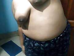 Indian bhabhi old grany chubby and exercising in the morning, big breasts, sexy figure.