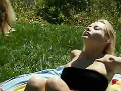 two cute girls picnic outside cindrela cartoon and hot