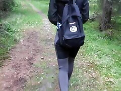 Hiking adventures fucking bubble butt hiker next to baln tena tree with cumhot on her ass