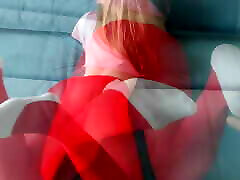Red pantyhose and white ped socks - Hot cheering xxx the cloth crm