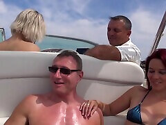 Hot ass blondie Britney drops her clothes for orgy party sex on the boat