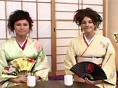 Asian babes Sakura Scott and Sayuri have kinky new ghirl sex threesome