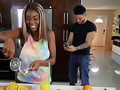 Ebony babe Tori Montana gets fucked hard by a white fast tim xxx videos all in the kitchen
