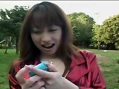 Japanese MILF babe Mirai Yasuoka flashes her natural tits in public