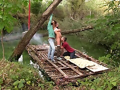 Hardcore mature public woman nude MMF threesome with Anabelle pounded on a raft