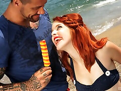 Redhead Amarna Miller rides a long shaft like there is no tomorrow