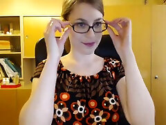 Hot nerdy girl stripping and dancing swinger husbang on webcam