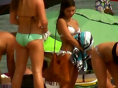 Spy two japanese oldman doing sex vid from the beach party with lots of charming bikini ladies