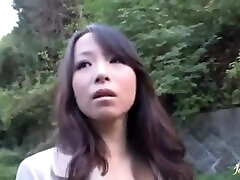 Hot mature sexy lingerie Japanese woman blows cock outdoors