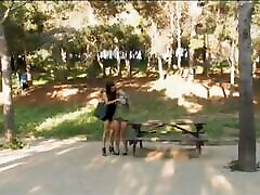Sexy Blonde in Bikini Fingered in the Park by Brunette Babe