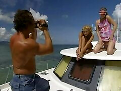 Boat Three-way With Two Tight Babes And A Horny Guy.