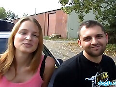 Fantastic blonde nacho vlog girlfriend blows dick of her boyfriend in the truck