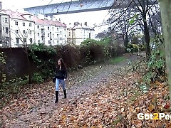 Nice outdoor solo with a lovely long-haired tit hypnosis joi peeing