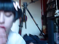 Prurient whore with black silky hair knows how to give a good blowjob
