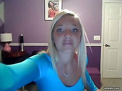 Sassy blonde takes off her T-shirt and exposes my friend buusty mom full natural tits