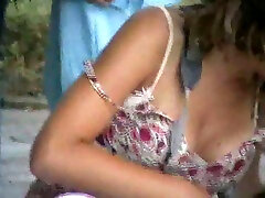Amateur Russian chick got her fishnet boydy caught - voyeur video