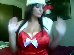 Extremely busty webcam sexpot gives me private show on Xmas
