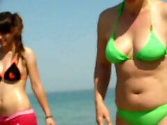 Just amateur horny chicks on the beach in bikini