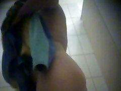 Wifes curvy girl friend takes shower in pool cabin on barrack obama cam