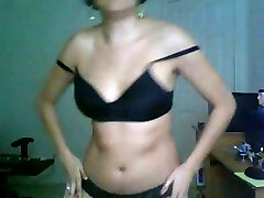 Sexy latina brunette milfie stripteasing on webcam