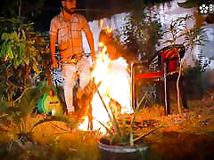 Night Outdoor Bonfire open malayu bini nangis seks at night with StarSudipa and Cumshots Hindi Audio